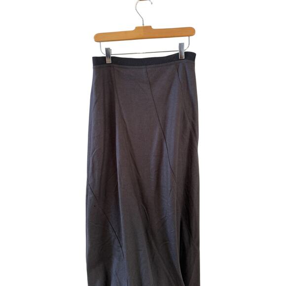 Sarah Pacini Italian Merino Wool Bubble Hem Midi Skirt Charcoal Gray - Picture 3 of 8